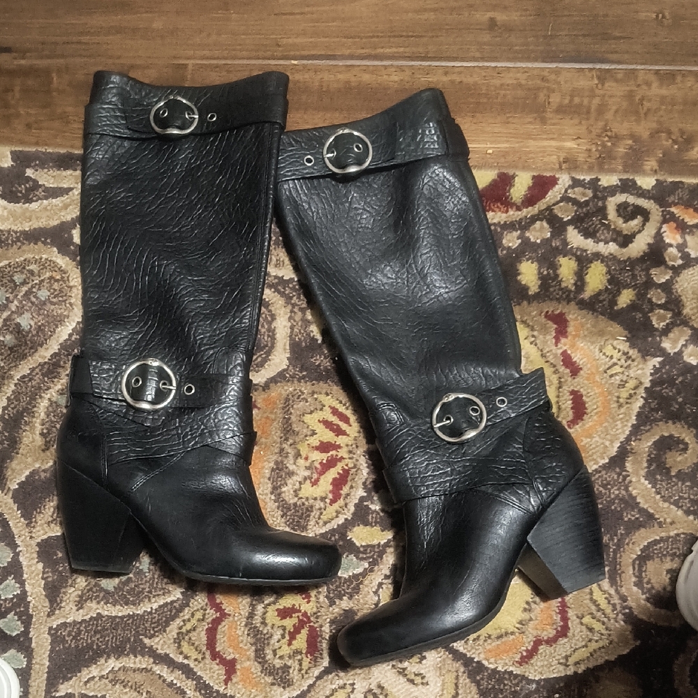 Lucky Brand Black Leather Knee-High Boots